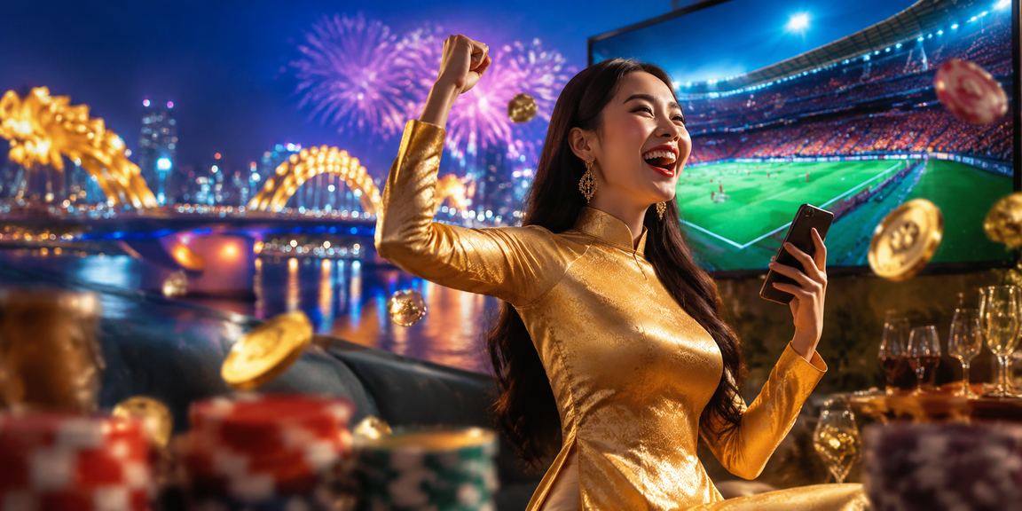 Không gian giải trí casino sôi động tại Đà Nẵng với trang phục áo dài truyền thống